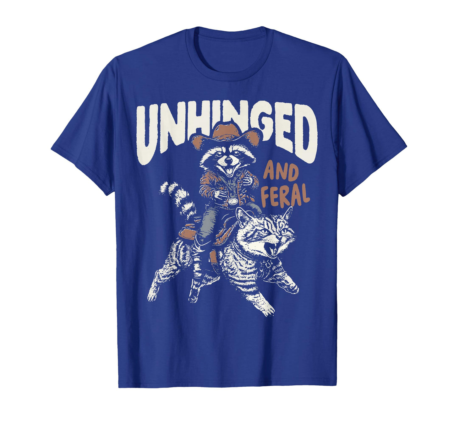 Funny Unhinged And Feral Raccoon Cowboy Western Vintage T-Shirt