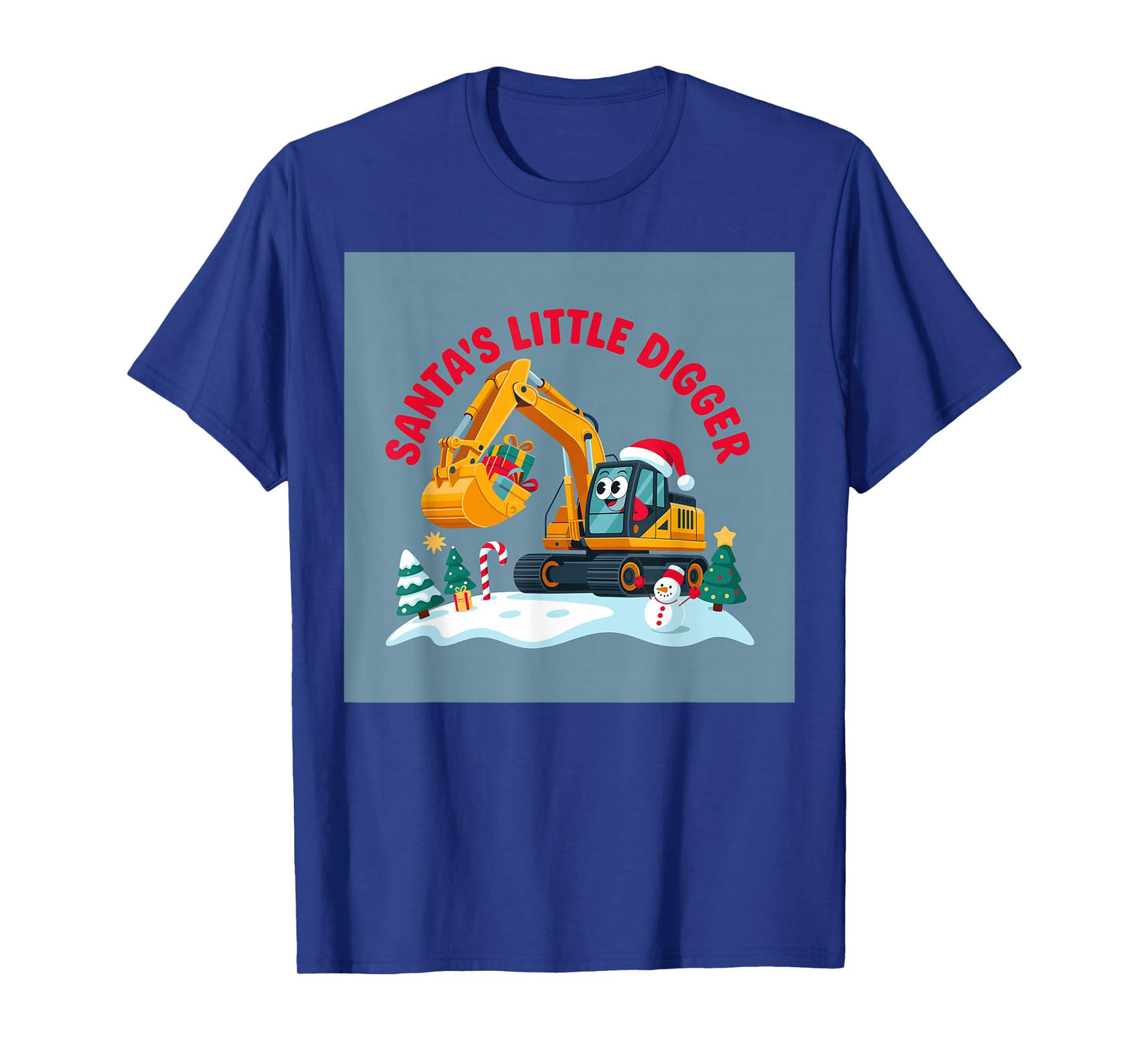 Christmas Excavator Santa Digger Snow Cute Holiday Design T-Shirt