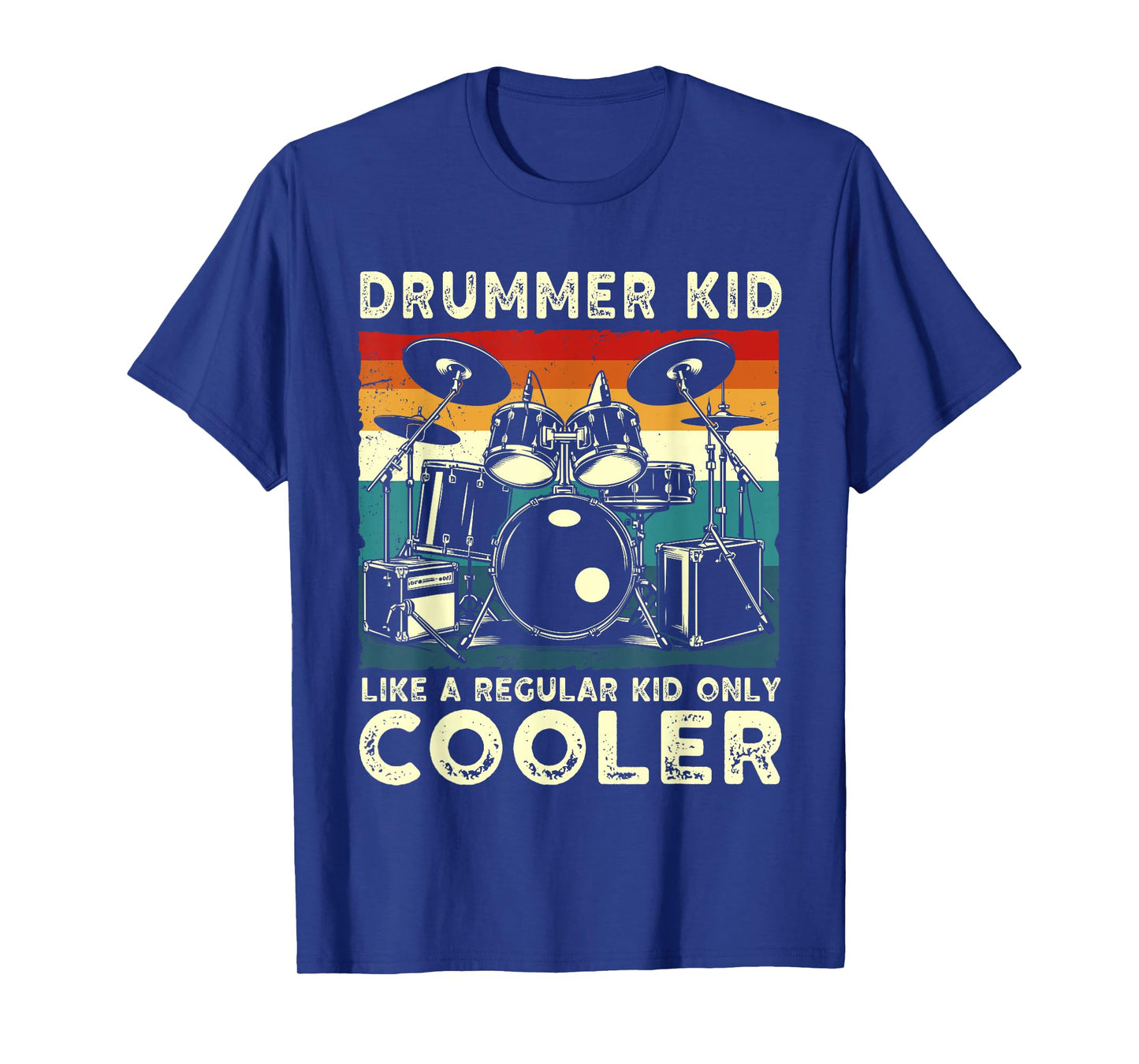 Drummer kid drum set drummer drumming art for Boys Girls Kid T-Shirt