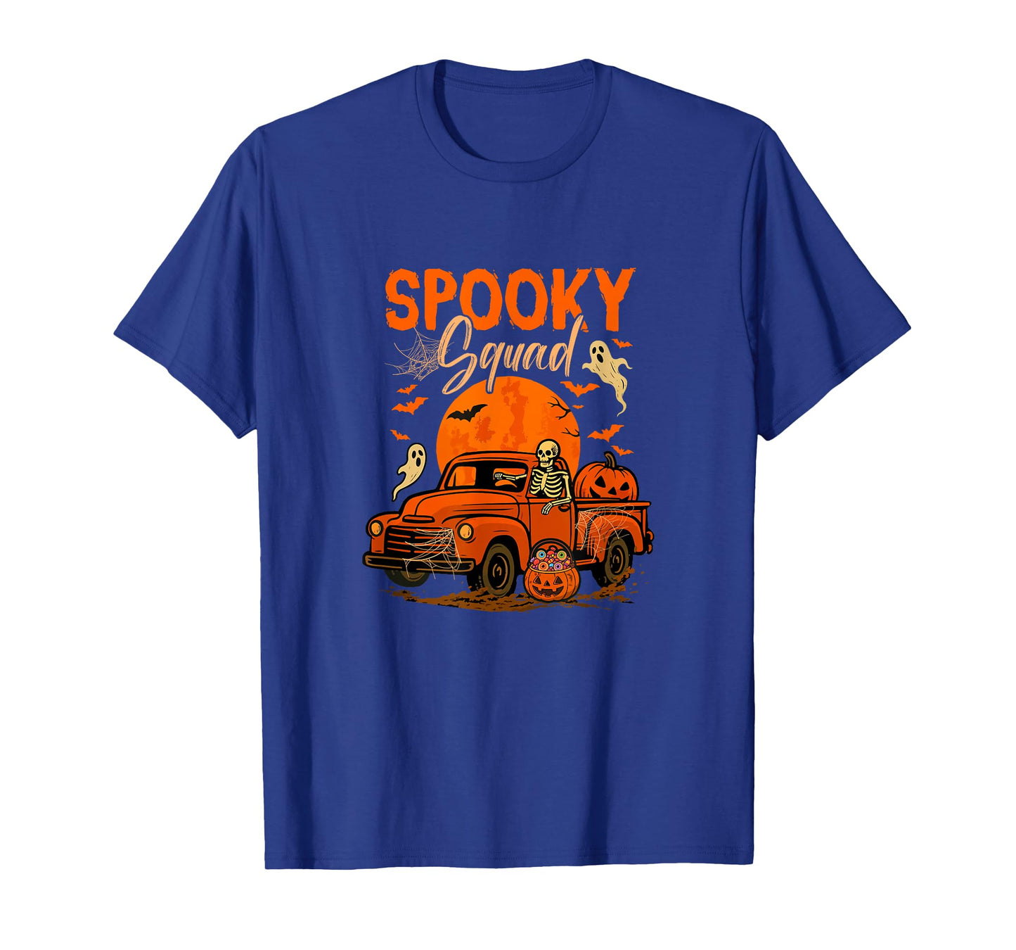 Spooky Halloween Squad Skeleton Driving Pickup Truck Driver T-Shirt