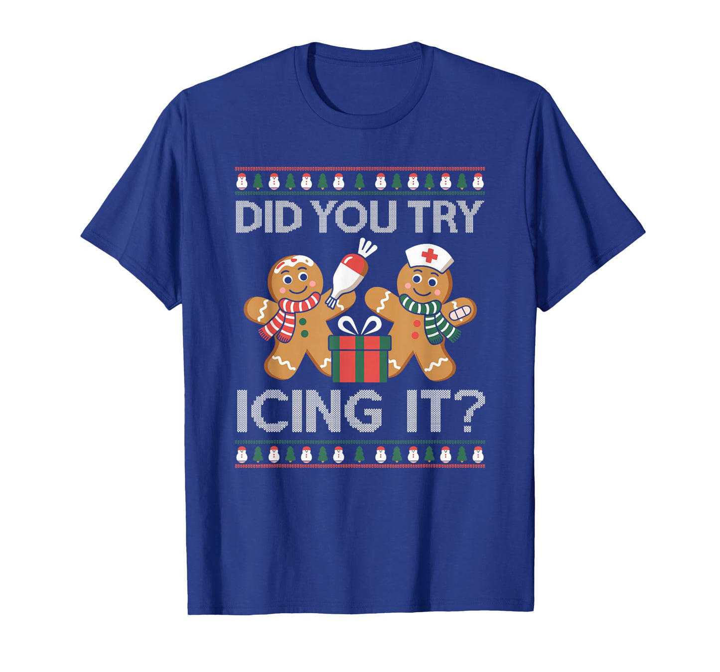 Did You Try Icing It Retro Christmas Gingerbread Nurse Squad T-Shirt