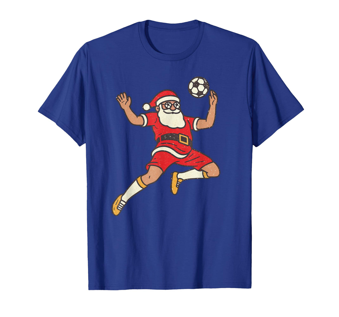 Santa Playing Soccer Christmas Vintage Funny Xmas Holiday T-Shirt