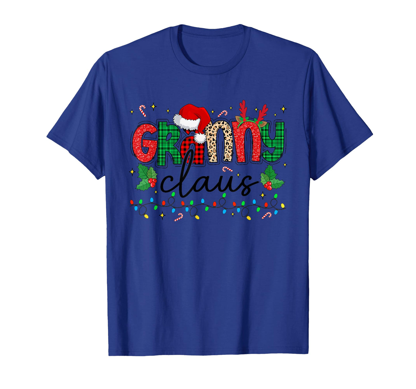 Granny Claus Christmas Santa Hat Reindeer Grandma Grandkids T-Shirt