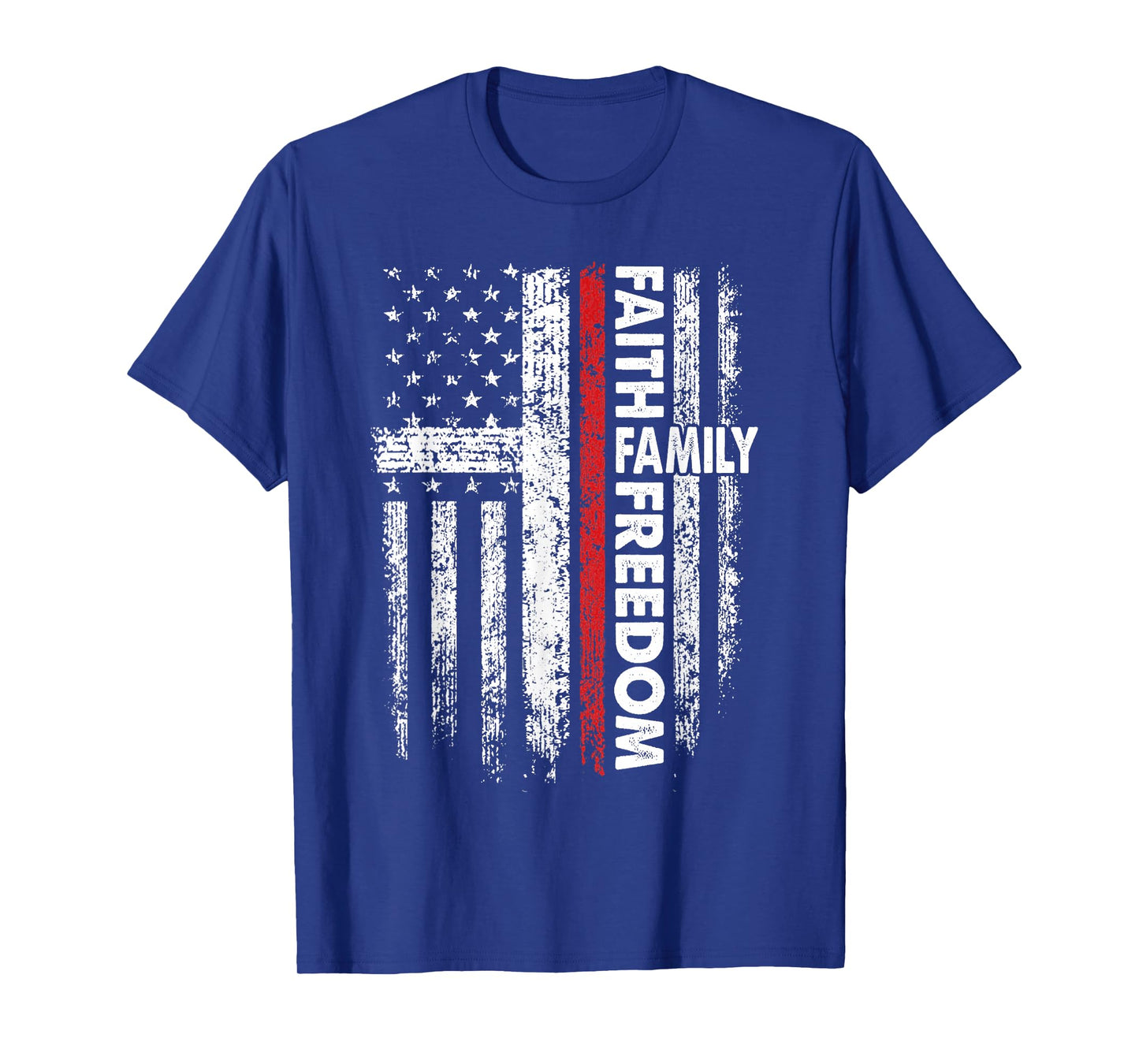 Faith Family Freedom Patriotic Christian Vintage USA Flag T-Shirt