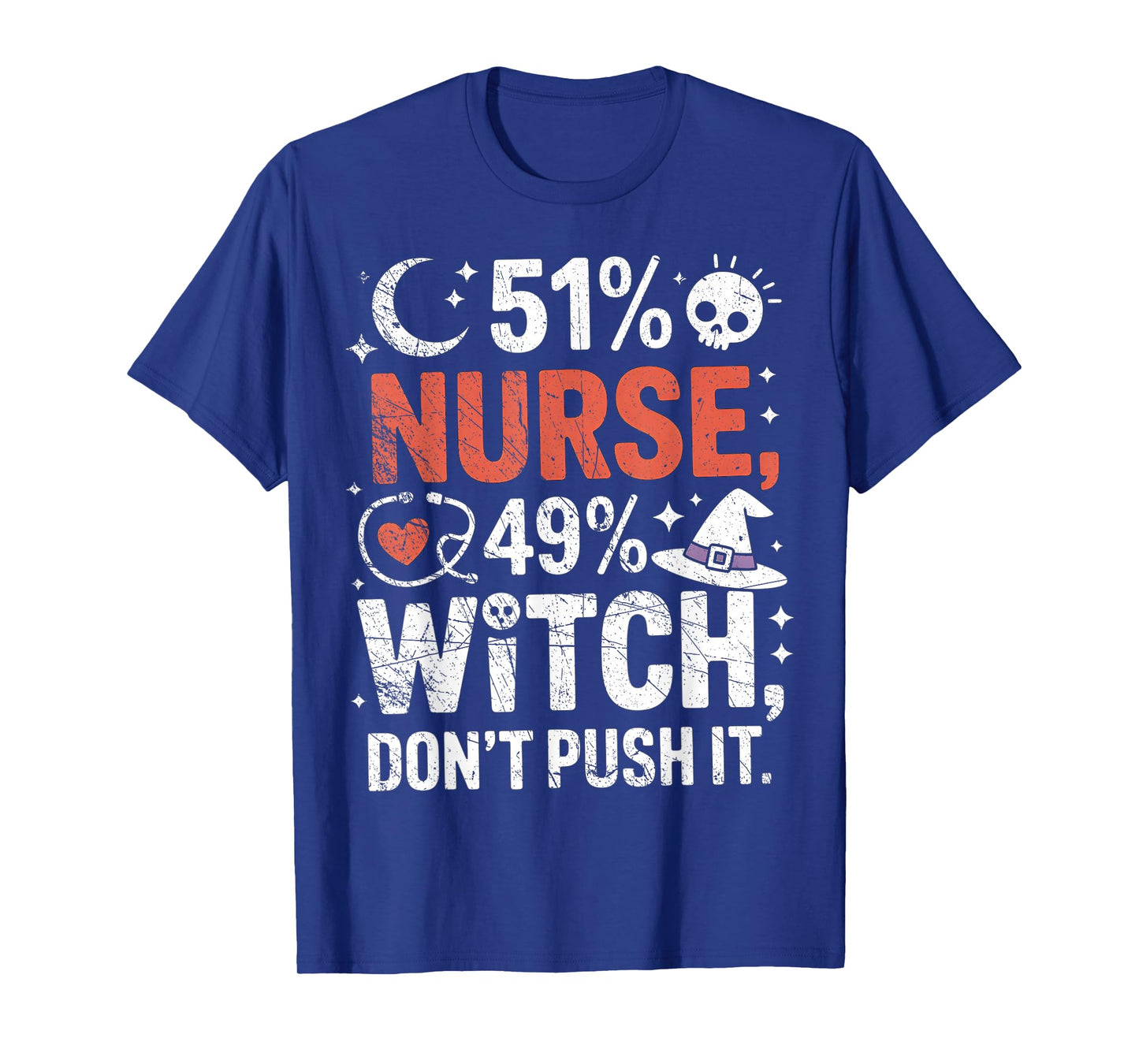 51% Nurse 49% Witch Funny Halloween Speelbind Nurses T-Shirt