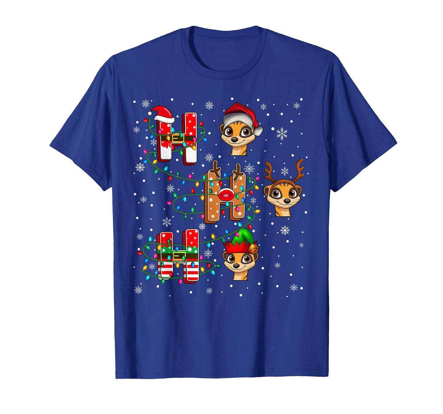 Ho Ho Ho Santa Reindeer Hat Elf Meerkat Animal Christmas T-Shirt
