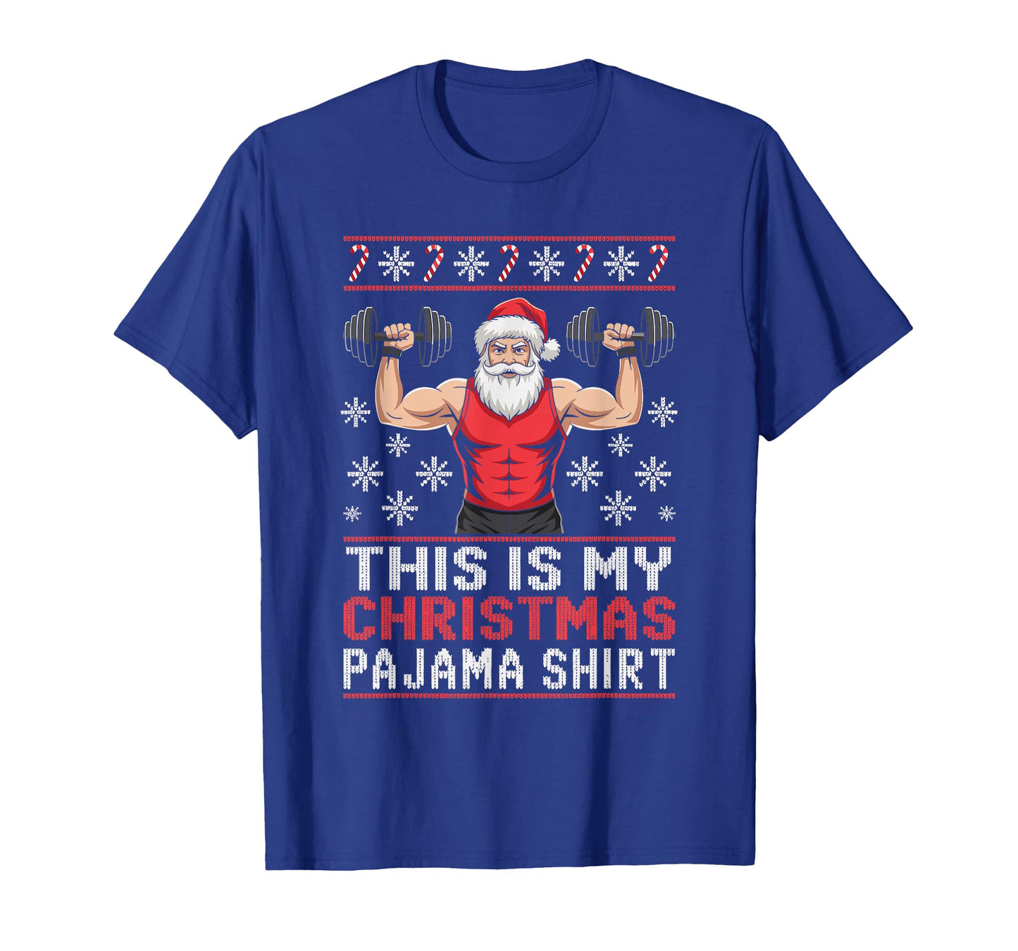 Santa Weightlifting Ugly Christmas Sweater Fitness Deadlift T-Shirt