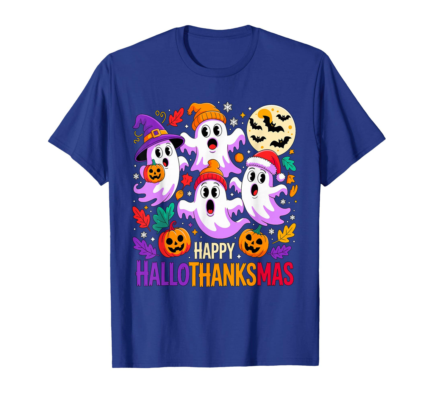 Happy Hallothanksmas Ghosts and Pumpkins T-Shirt