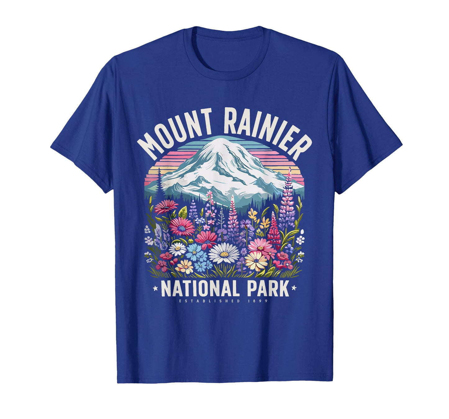 Floral Mount Rainier Washington Nature Lover Gift T-Shirt