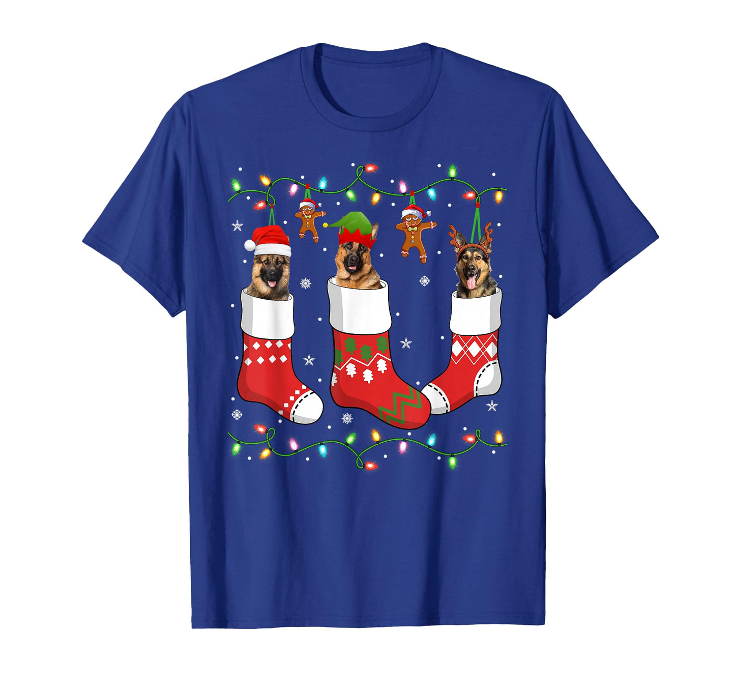 German Shepherd Dog in Christmas Sock Santa Xmas Pajamas T-Shirt