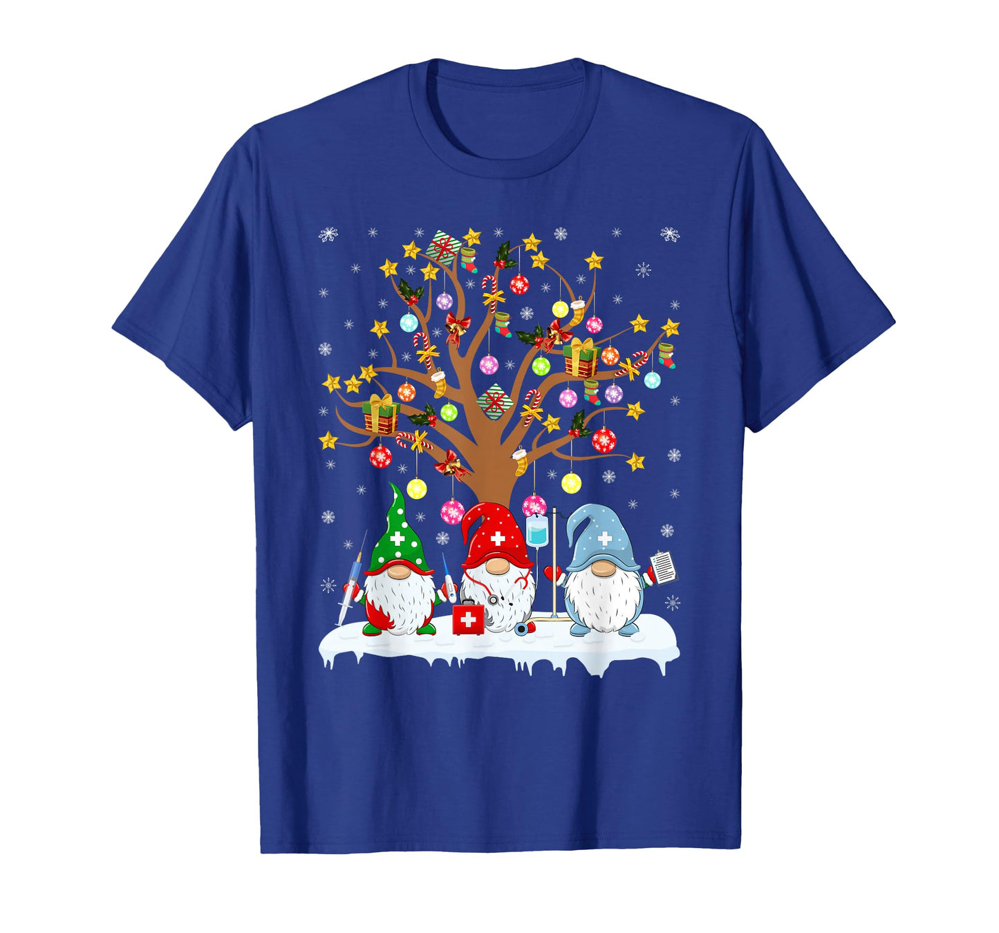 Nurse Christmas Gnomes Xmas Scrub Tops ER Rn Nursing Gnome T-Shirt