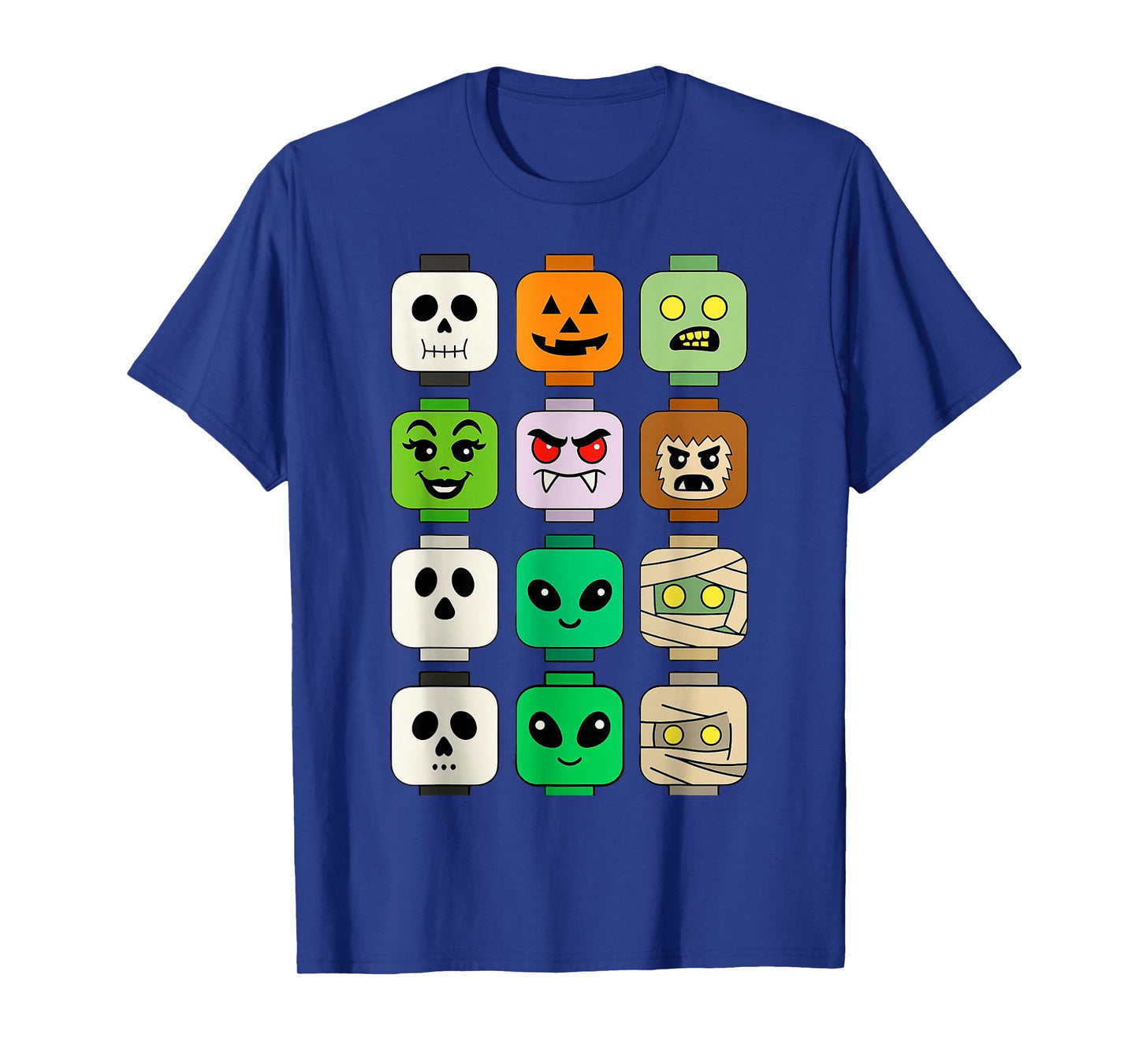 Halloween Building Brick Head Pumpkin Ghost Zombie Funny T-Shirt