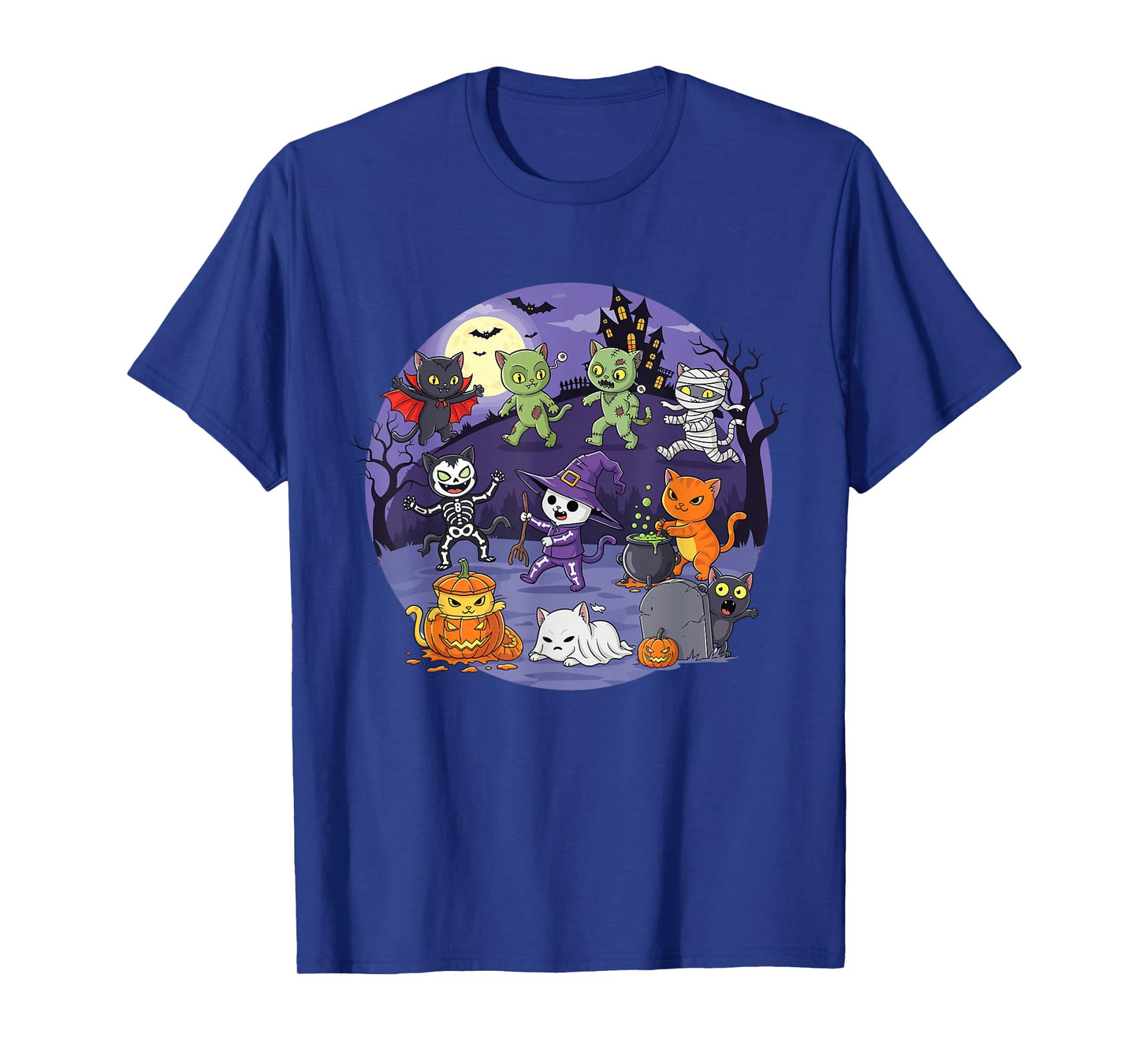 Funny Spooky Halloween Cats Costume Party Design T-Shirt