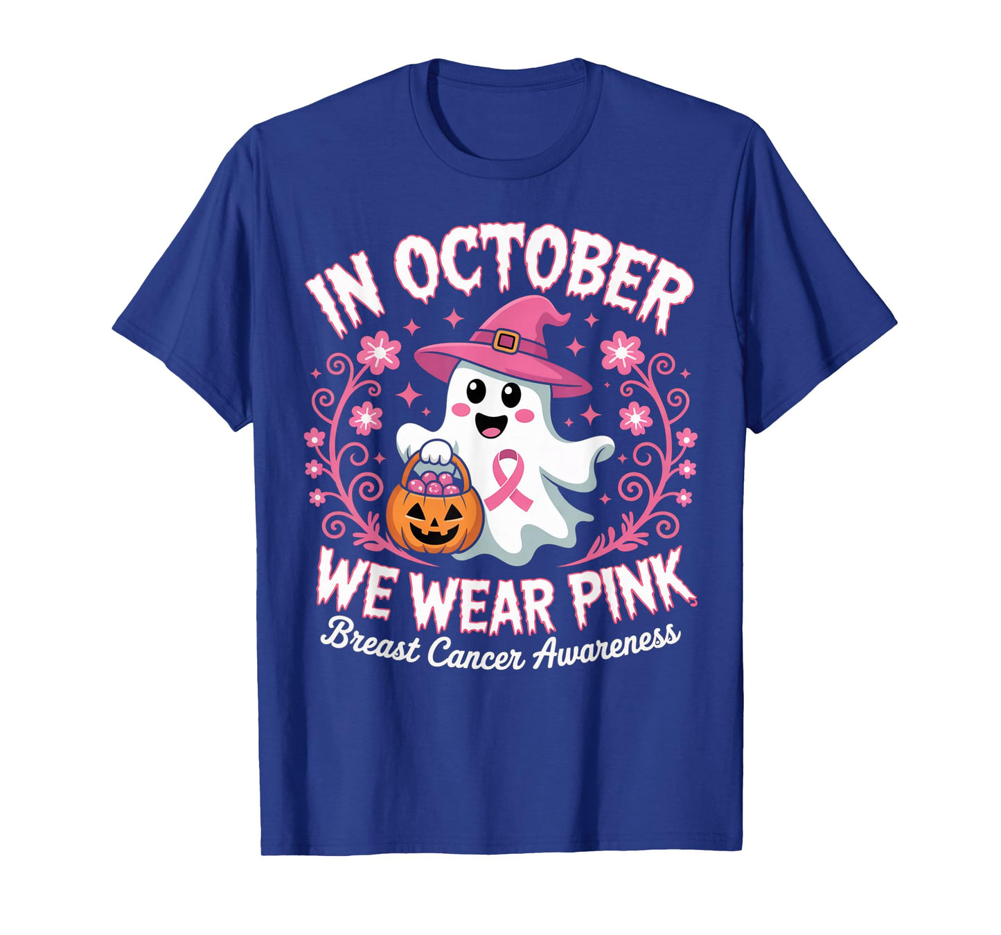 Breast Cancer Women Halloween in October We Wear Pink T-Shirt