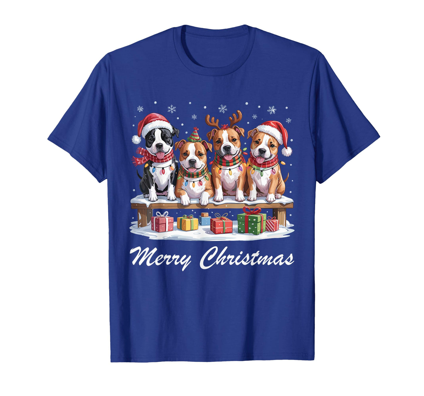 American Staffordshire Merry Christmas Dog Lovers Holiday T-Shirt