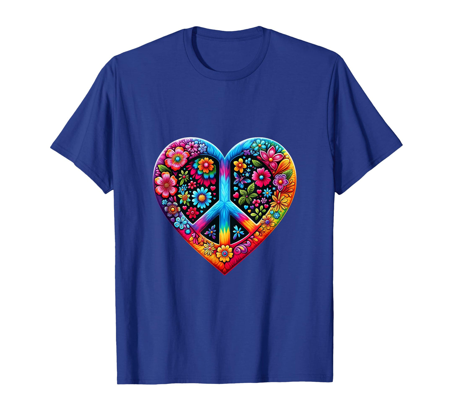 Love Peace Sign 60s 70s Groovy Hippie Flower Vintage Tie Dye T-Shirt