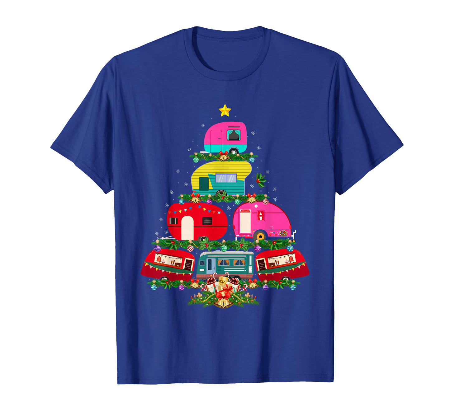 Camping Christmas Tree Lights Funny Outdoors Camping Xmas T-Shirt