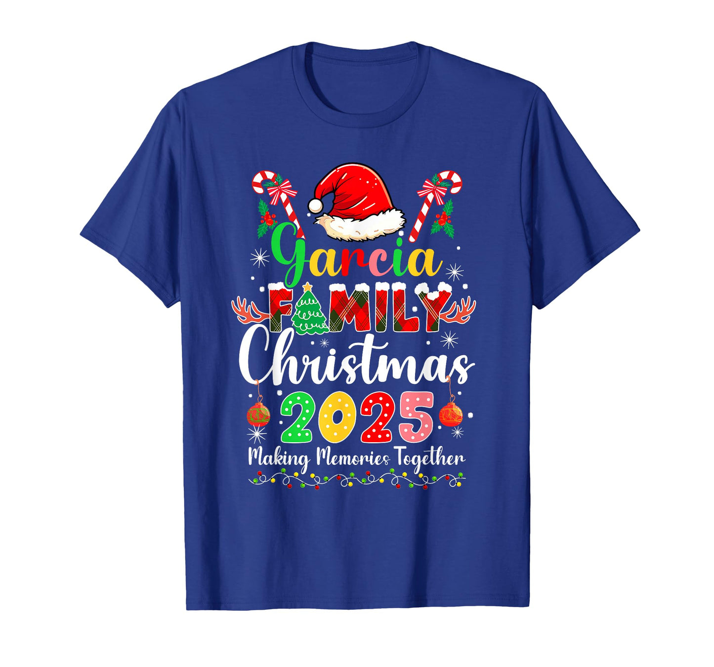 Garcia Family Christmas 2025 Matching Santa Hat Xmas Pjs T-Shirt