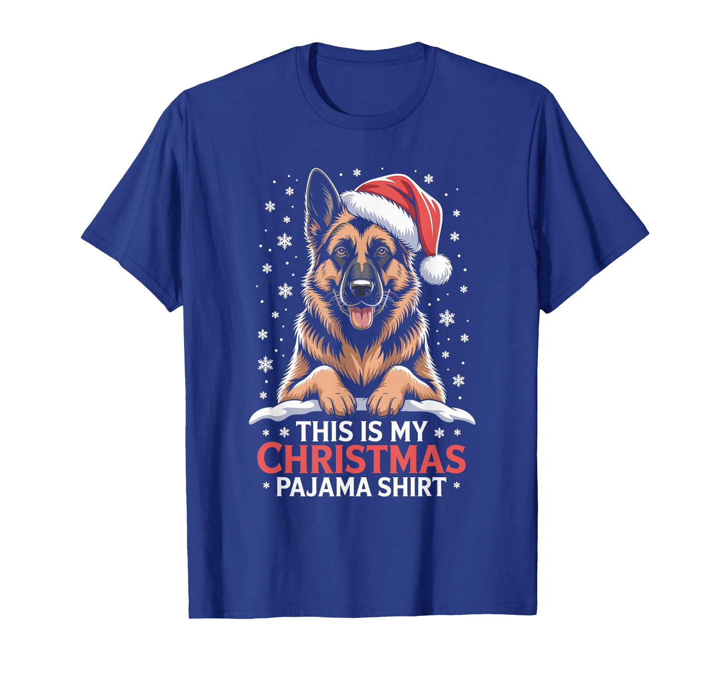 German Shepherd Santa Hat Christmas Dog Holiday Humor T-Shirt