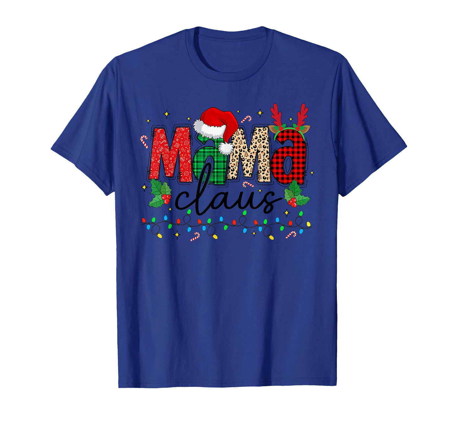 Mama Claus Christmas Santa Hat Reindeer Family Group Pajamas T-Shirt