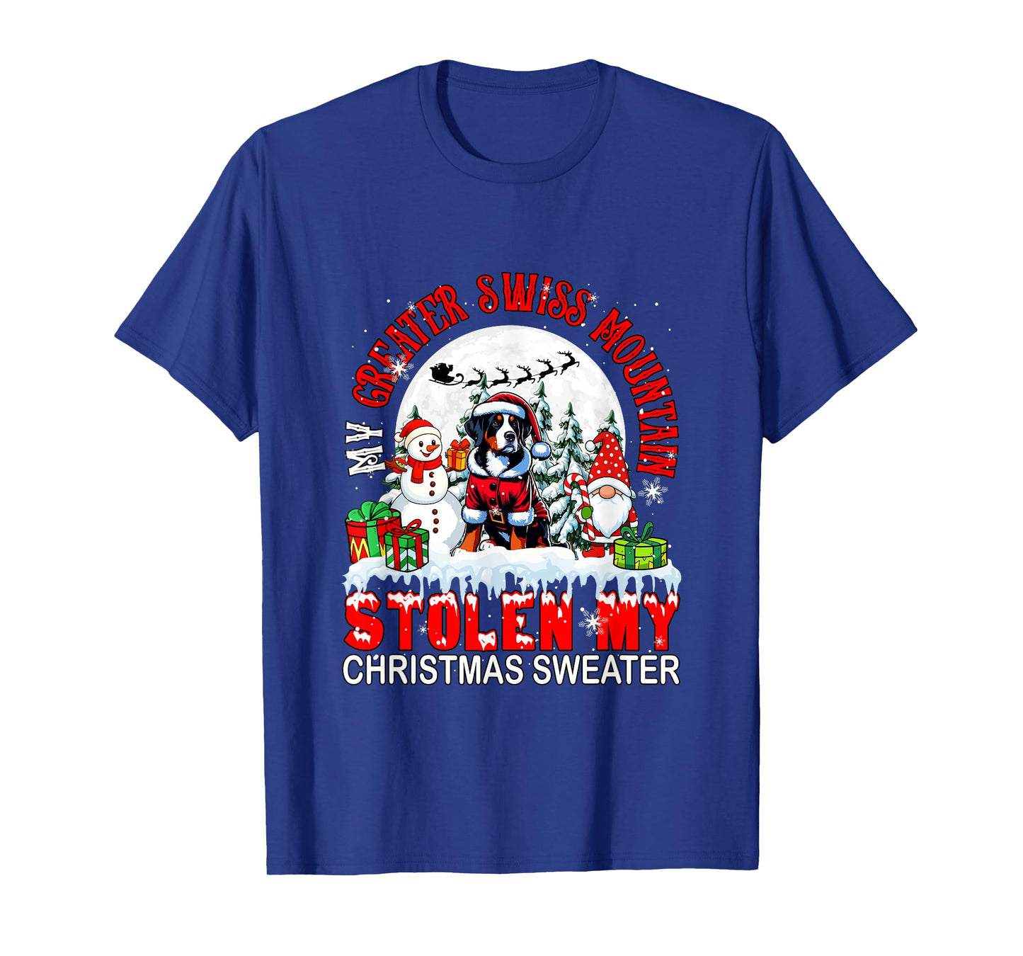 My Greater Swiss Mountain Stolen Christmas Sweater Santa Dog T-Shirt