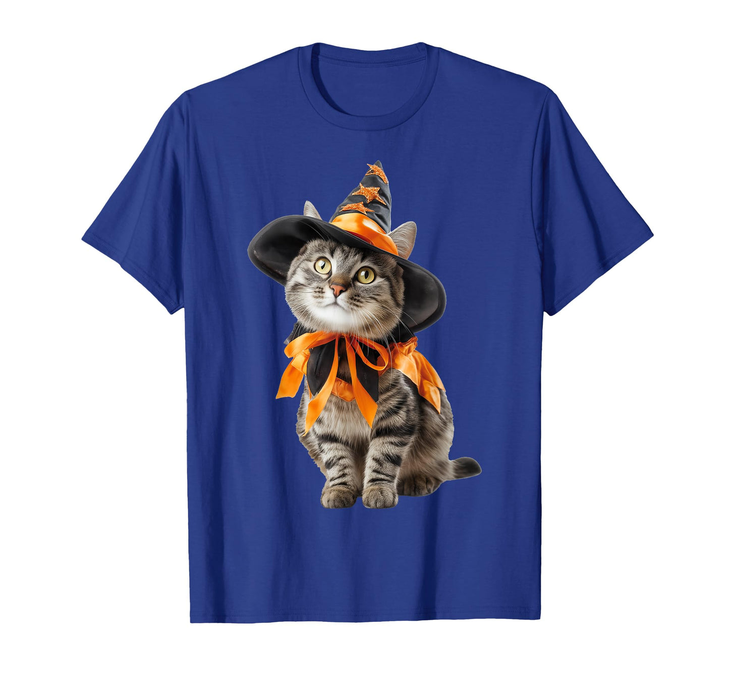 Cat Wearing Witch Wizard Costume Funny Halloween Graphic T-Shirt