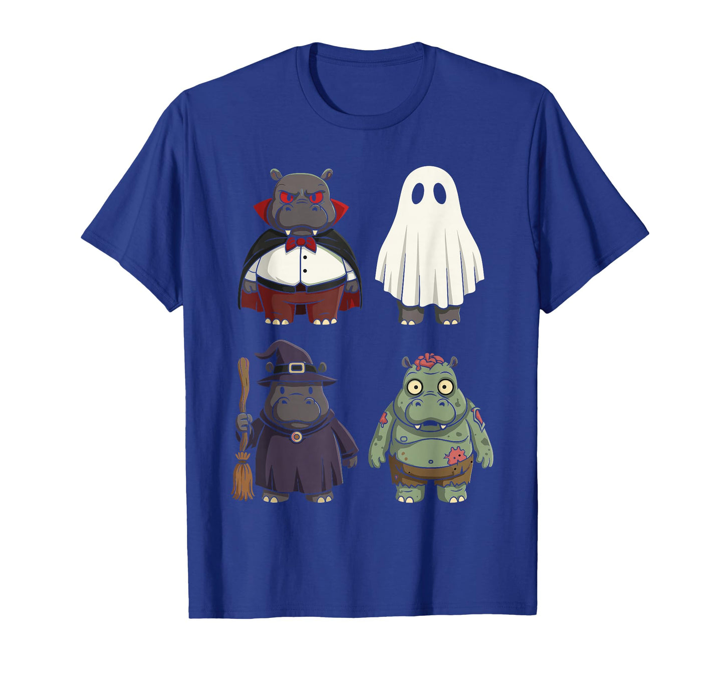 Funny Halloween Hippo Costumes, Zombie Witch Ghost Vampire T-Shirt
