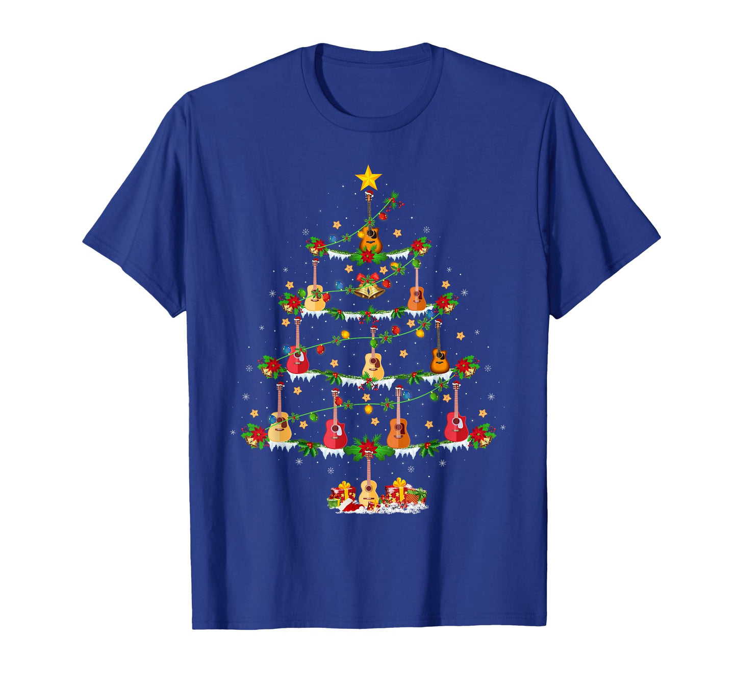 Guitar Christmas Tree Lights Musical Guitar Guitarist Xmas T-Shirt