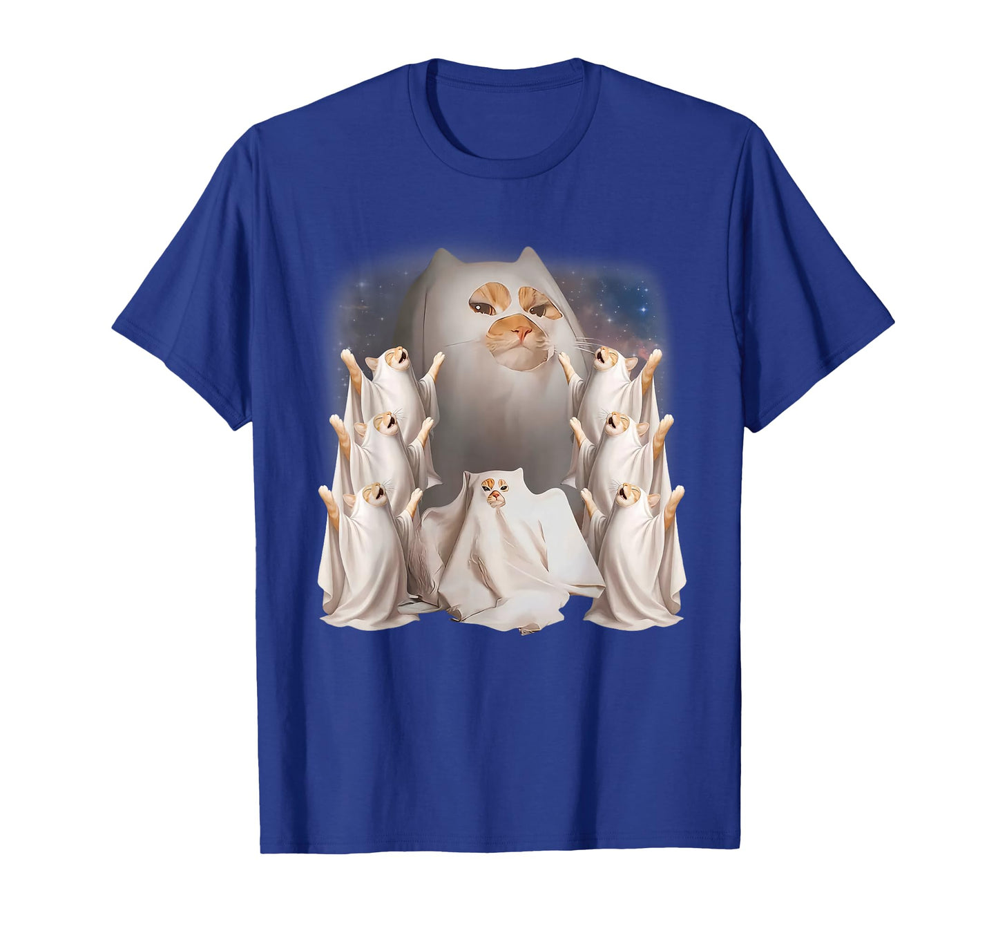 Vintage Ghost Cat Meme Funny Halloween Men Women Kids T-Shirt