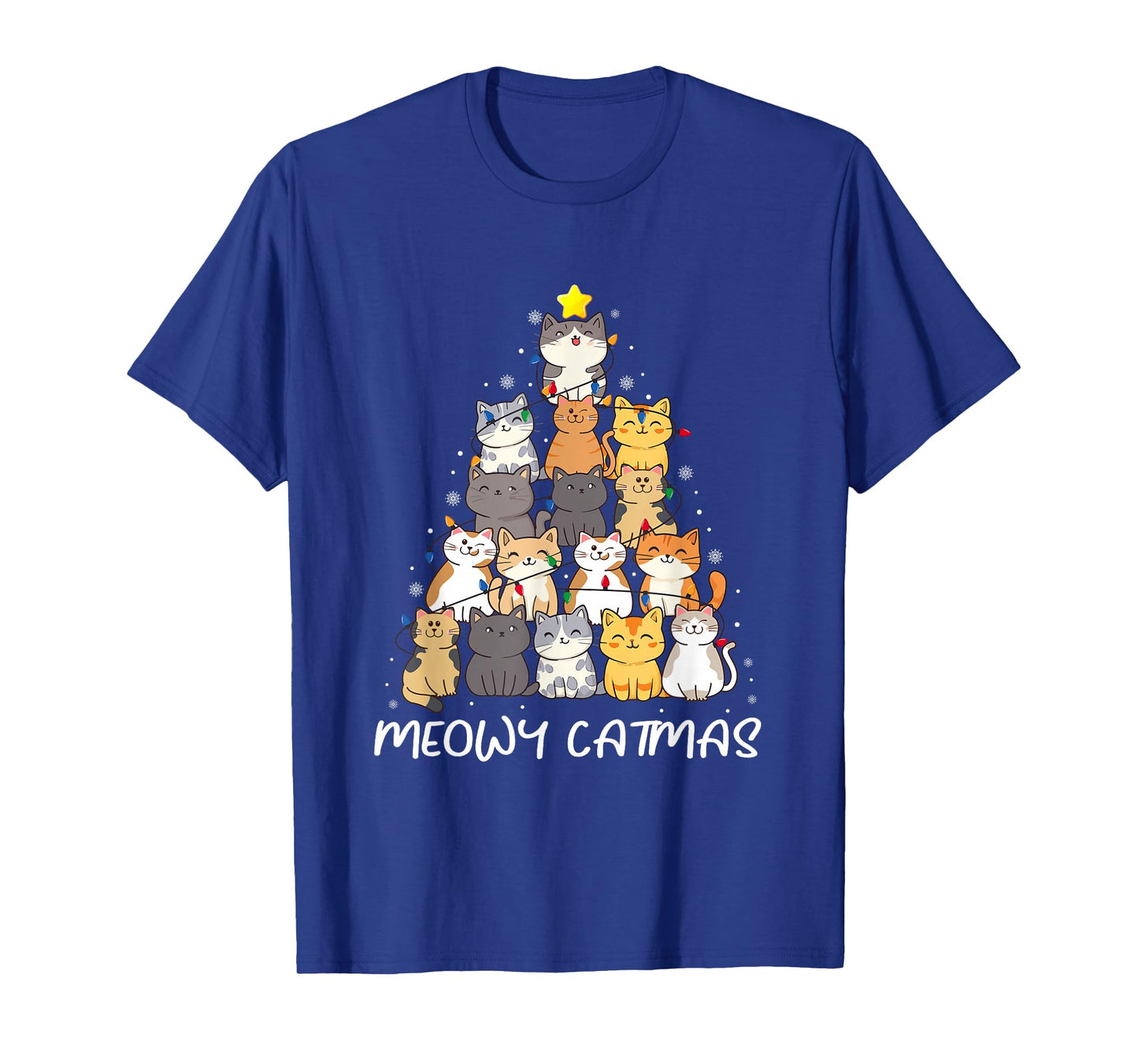 Meowy Catmas Cat Christmas Tree Merry Catmas Boys Girls Kids T-Shirt