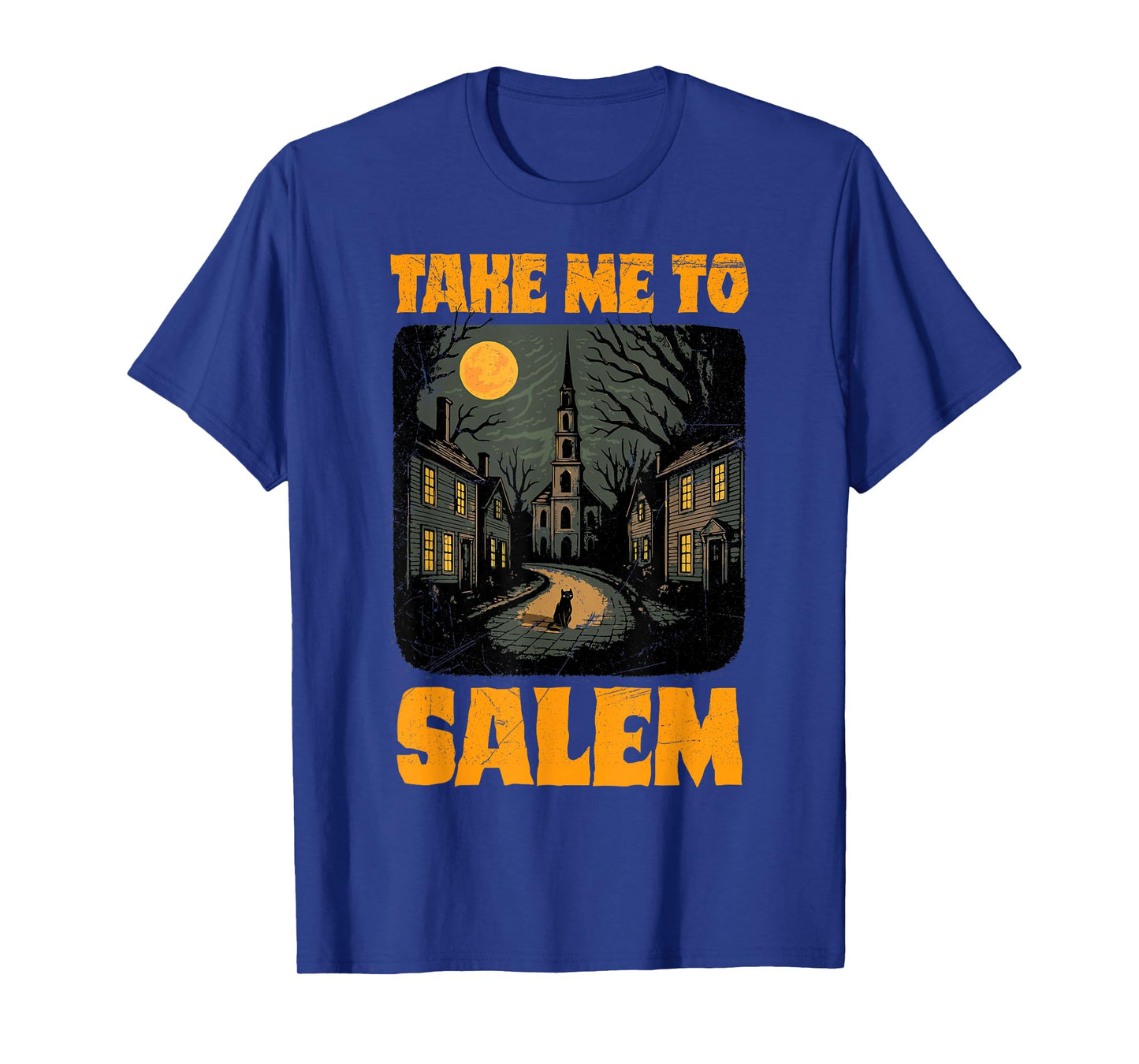 Vintage Take Me to Salem Halloween Spooky Season Black Cat T-Shirt