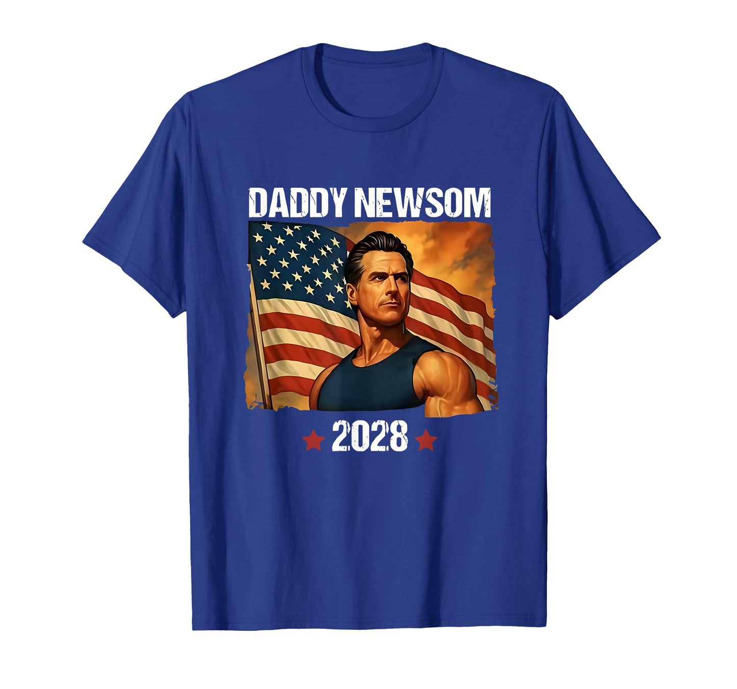 Gavin Newsom 2028 Political Satire Muscle American Patriot T-Shirt