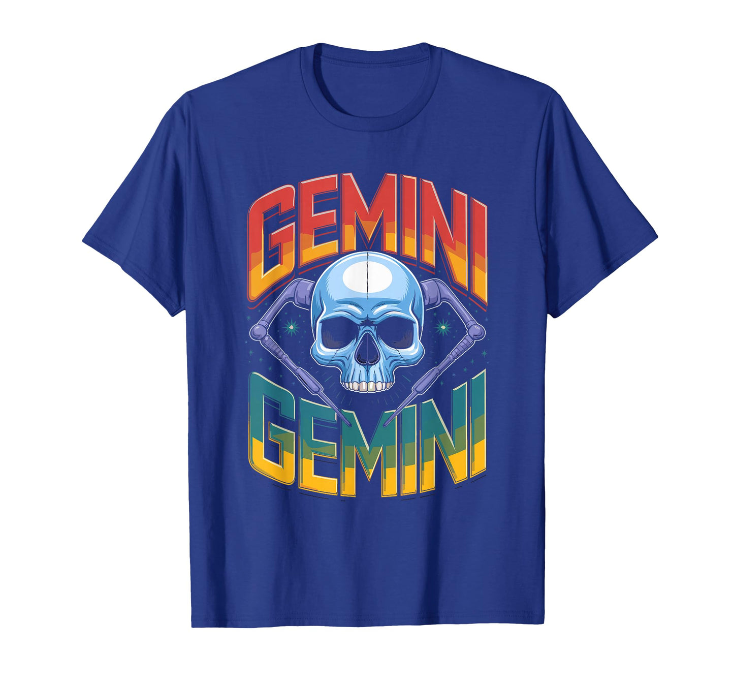 Gemini Witchcraft Zodiac Signs Art Skull Constellation T-Shirt