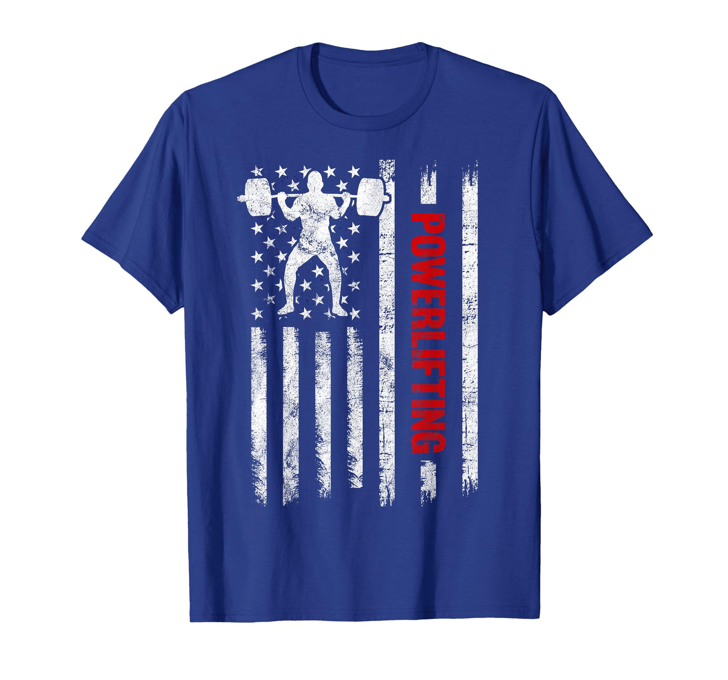 Strongman Gym Workout Powerlifting American Flag T-Shirt