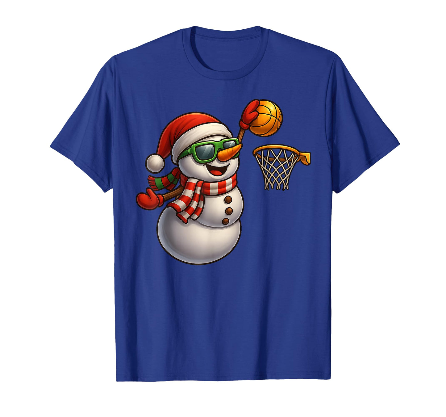 Snowman Playing Basketball Christmas Tee Men Boys Kids Gifts T-Shirt