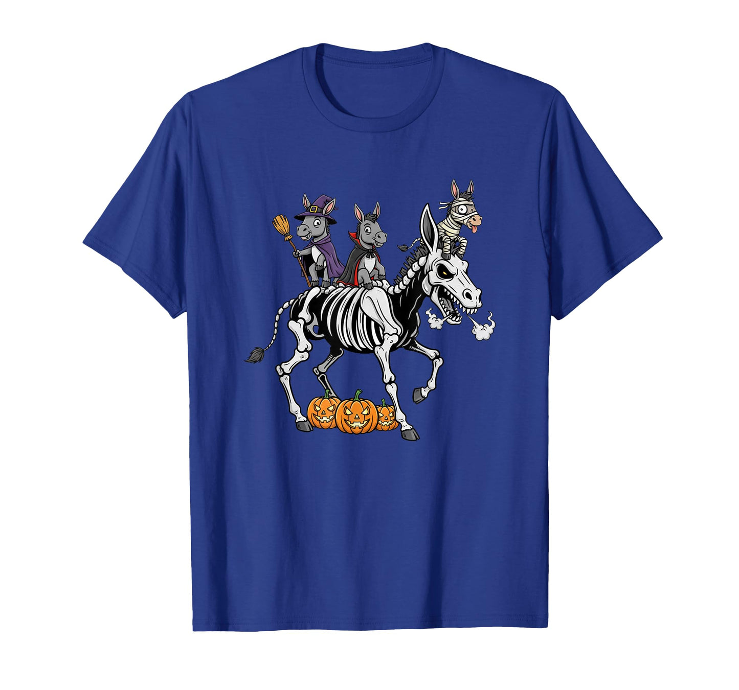 Funny Donkey Skeleton Mummy Witch Halloween Kids Mens Womens T-Shirt
