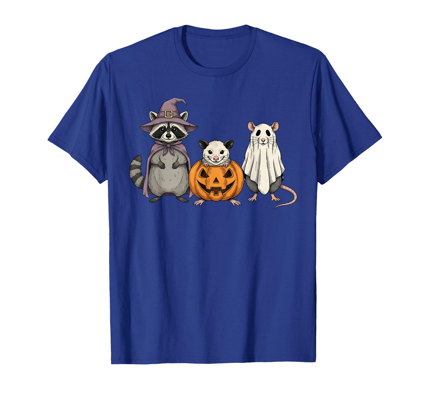 Spooky Ghost Opossum Raccoon Rat Pumpkin Halloween T-Shirt