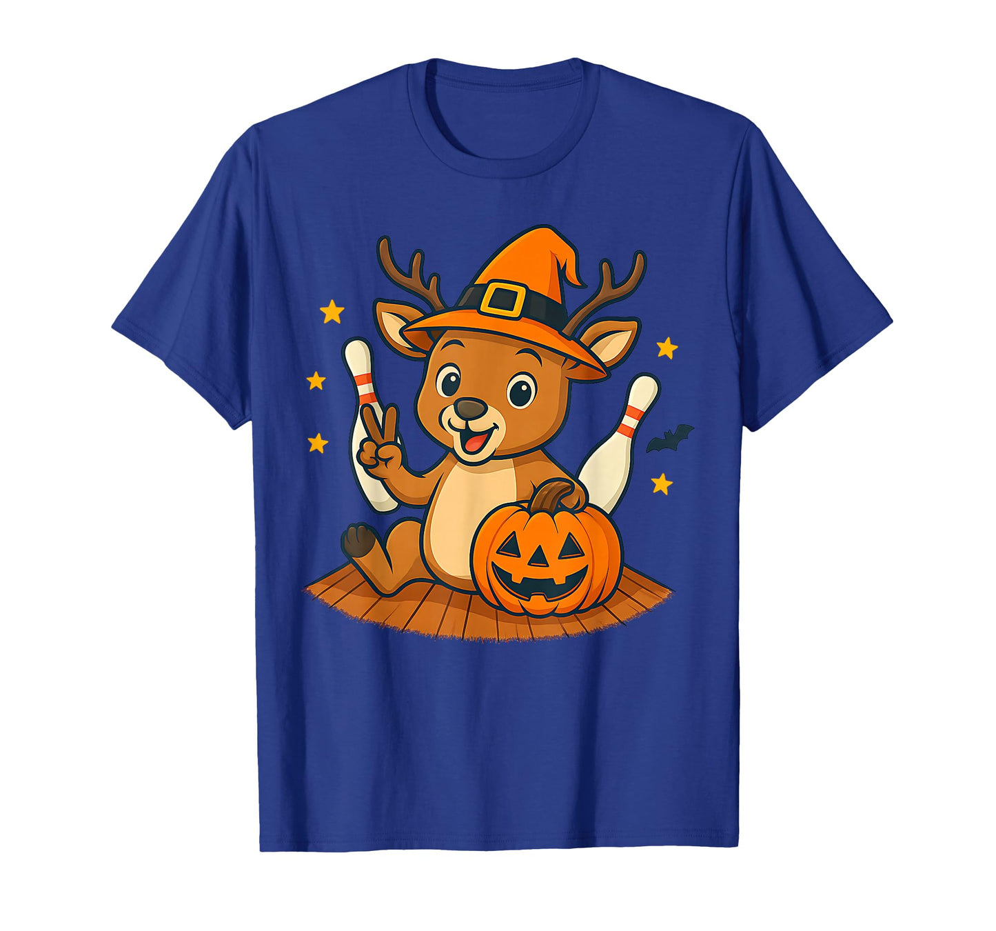 Cute Deer Halloween Pumpkin Witch Bowling T-Shirt