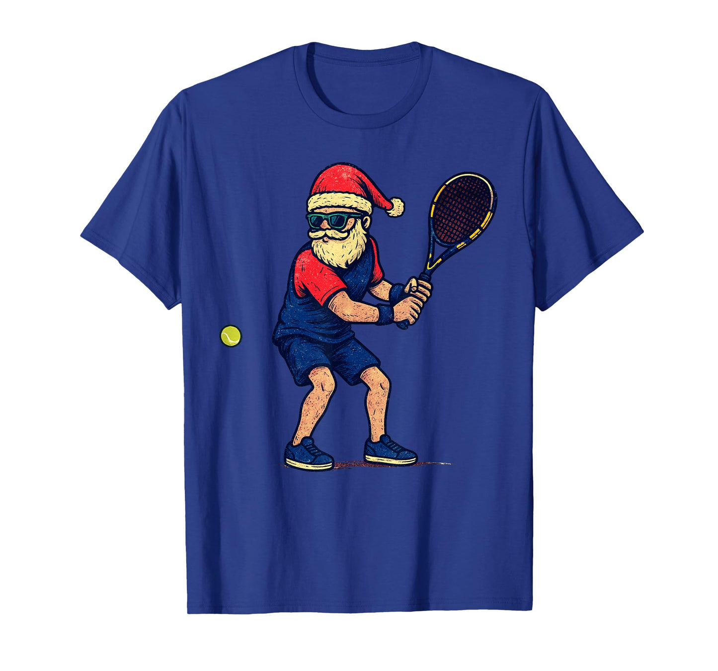 Santa Playing Tennis Christmas Vintage Funny Xmas T-Shirt