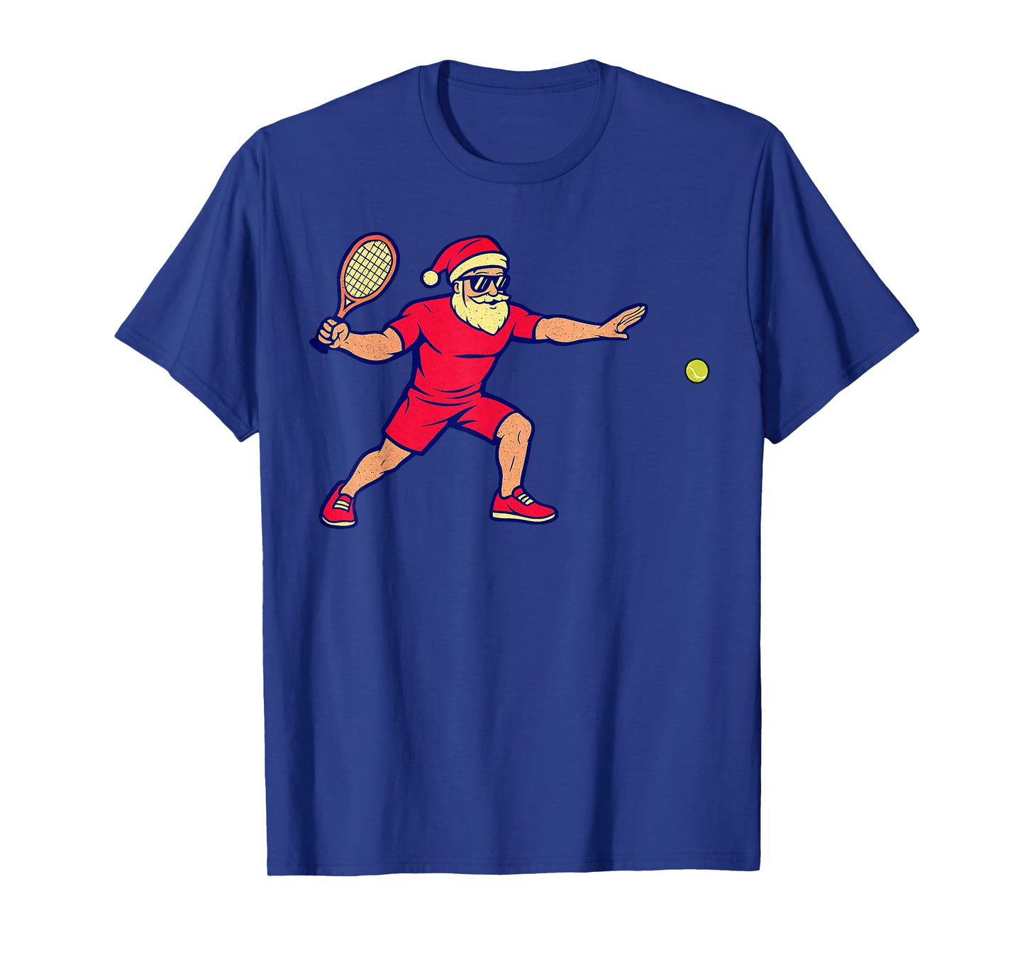 Santa Playing Tennis Christmas Vintage Funny Xmas T-Shirt