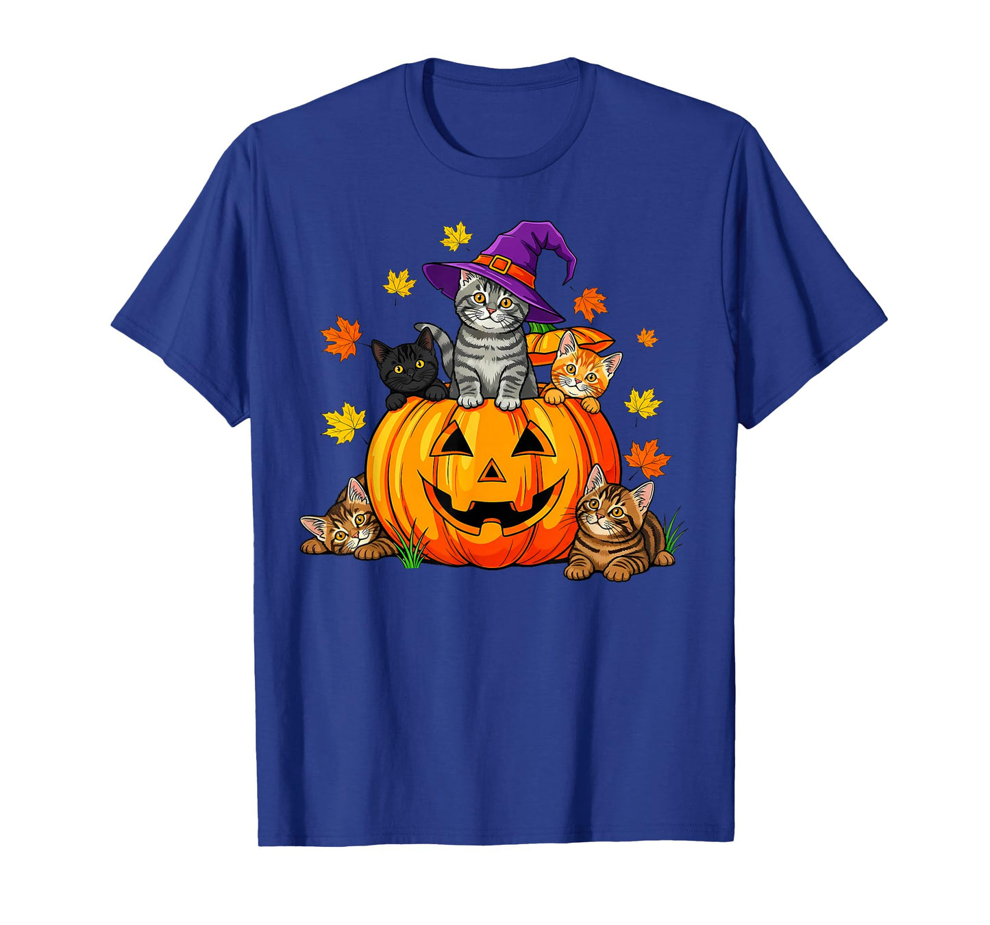 Halloween Cat Pumpkin Spooky Season Men Women Kids Cute T-Shirt