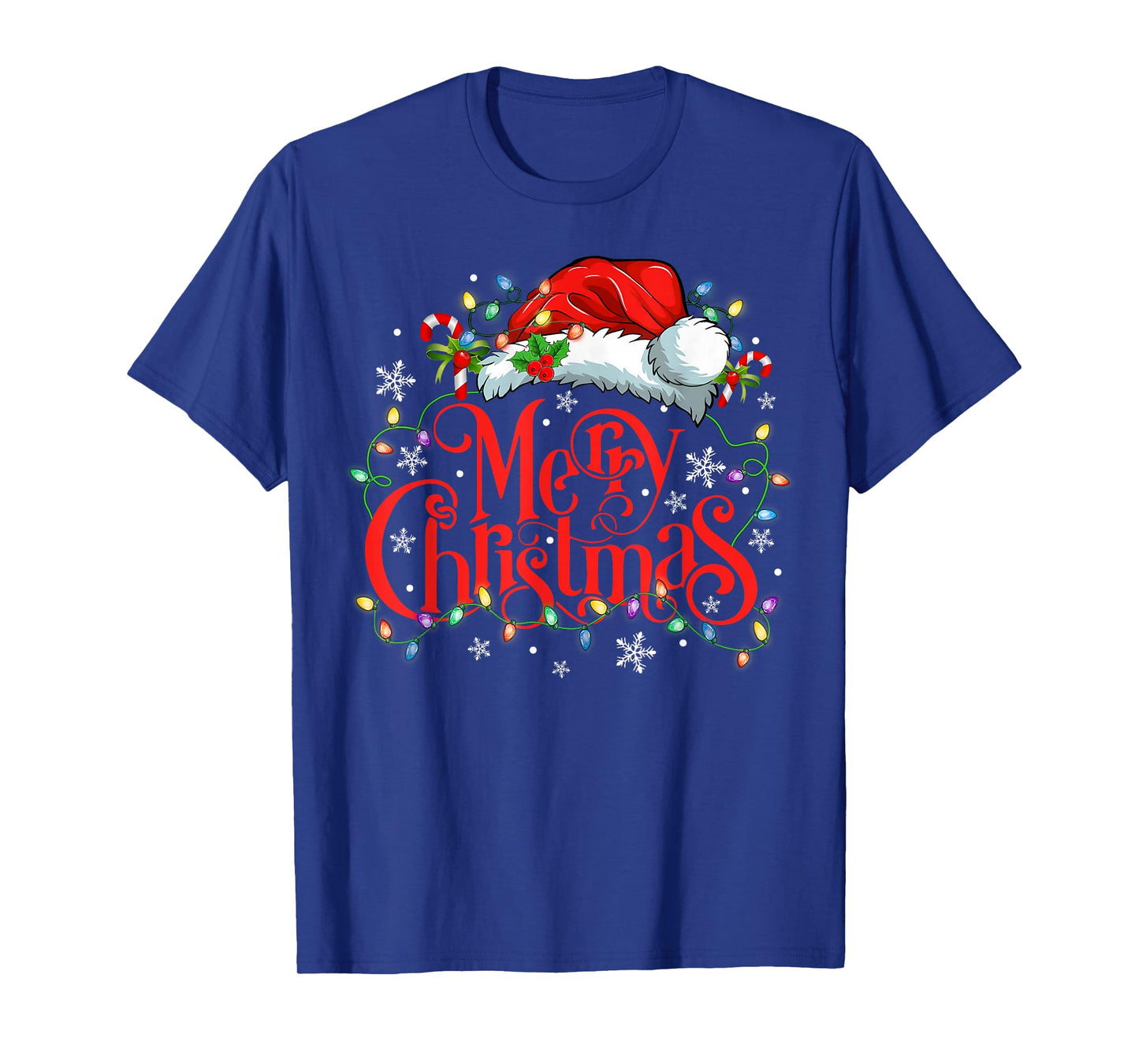 Merry Christmas Xmas Lights Santa Snowflake Holiday Family T-Shirt