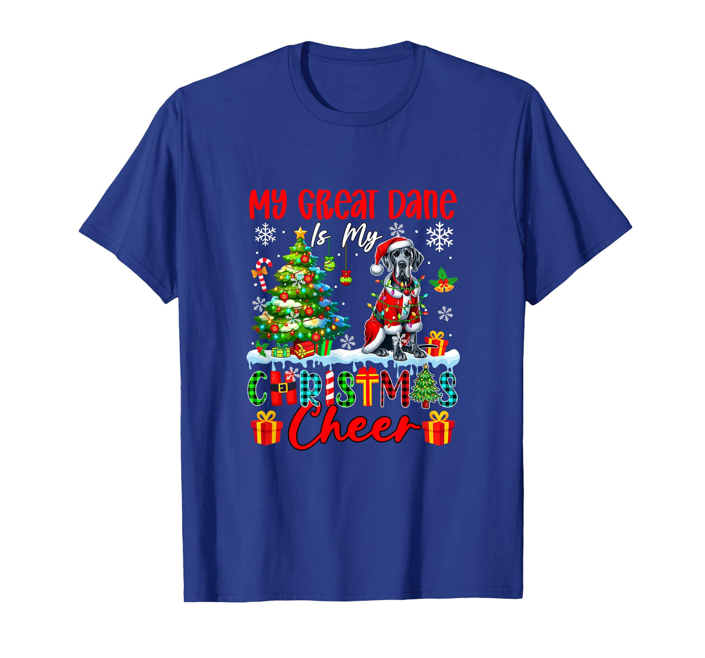 My Great Dane is My Xmas Cheer Funny Santa Dog Owner Kids T-Shirt
