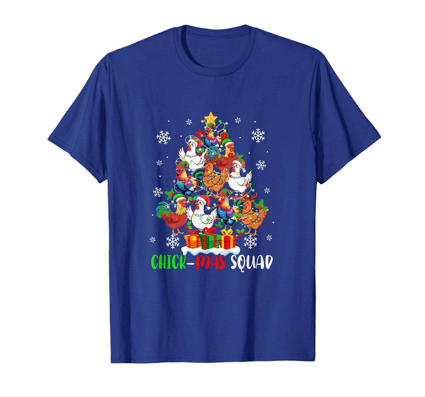 Chick Squad Group Santa Elf Chickens As Xmas Tree Farmer T-Shirt