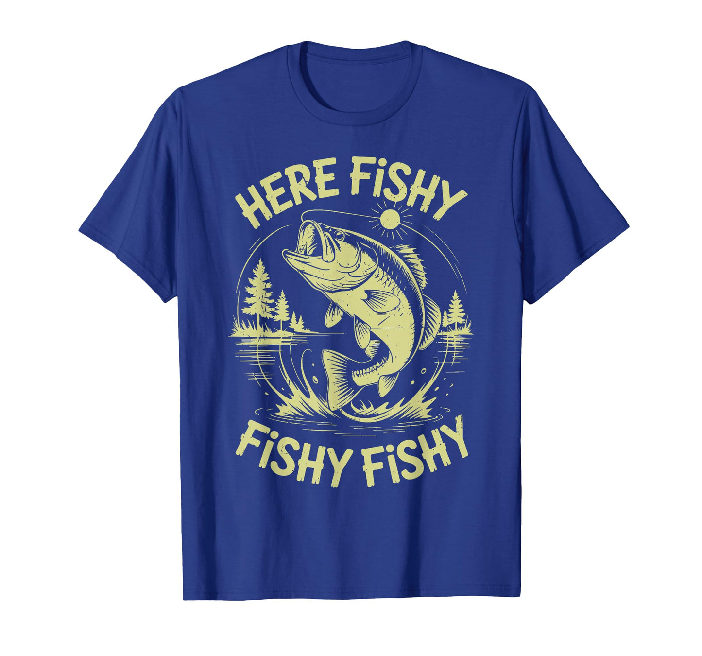 Men Here-Fishy Dad Fishing Gift from Daughter Son Bass Fish T-Shirt