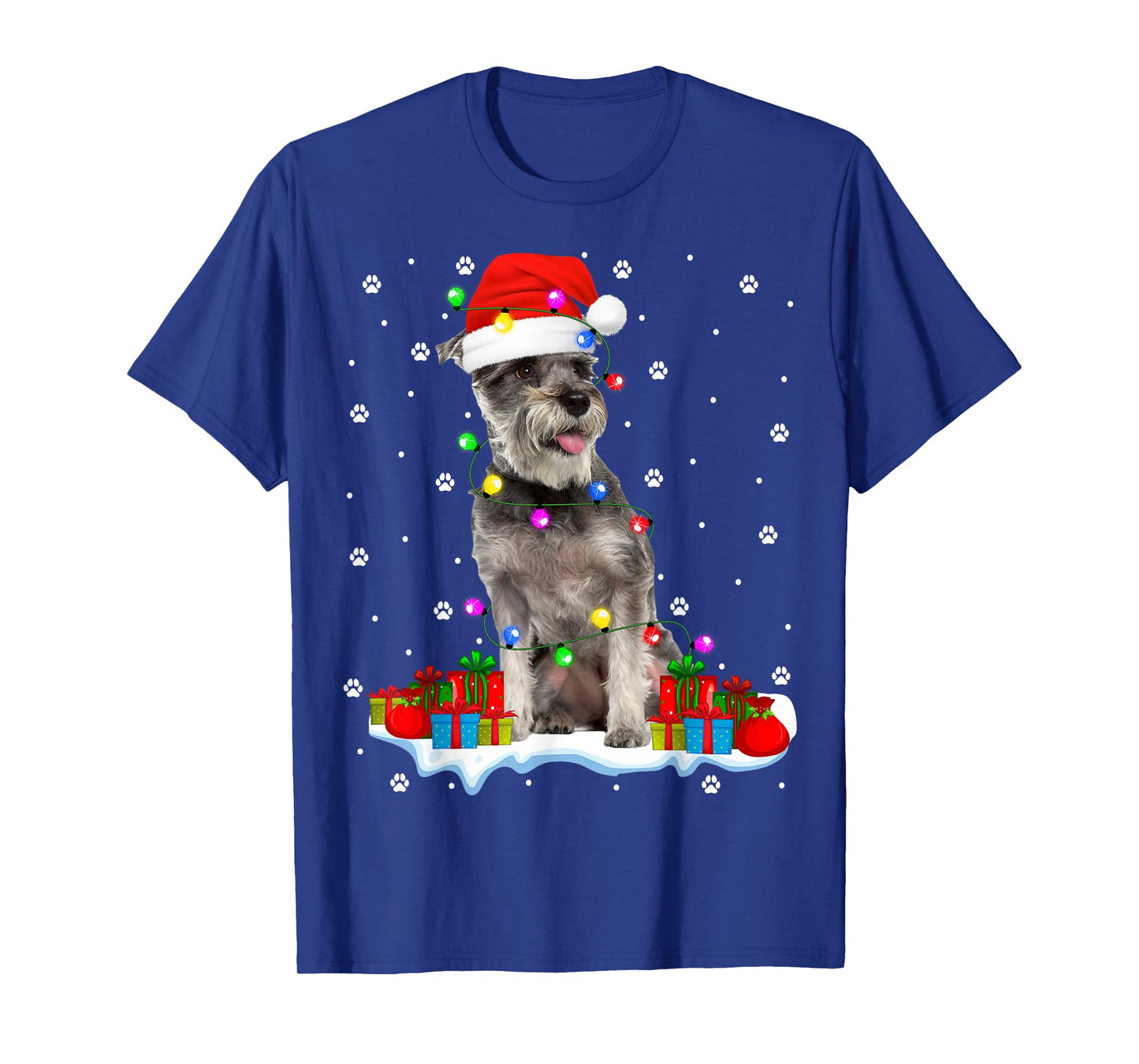 Schnauzer Dog Christmas Lights Sweater Holiday Santa Xmas T-Shirt