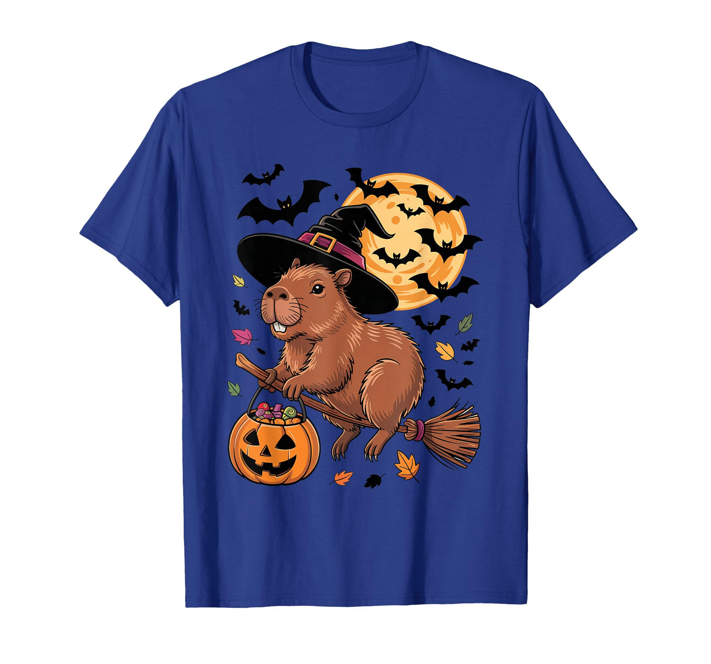 Capybara Witch Jack-o-Lantern Candy Bucket Halloween Costume T-Shirt