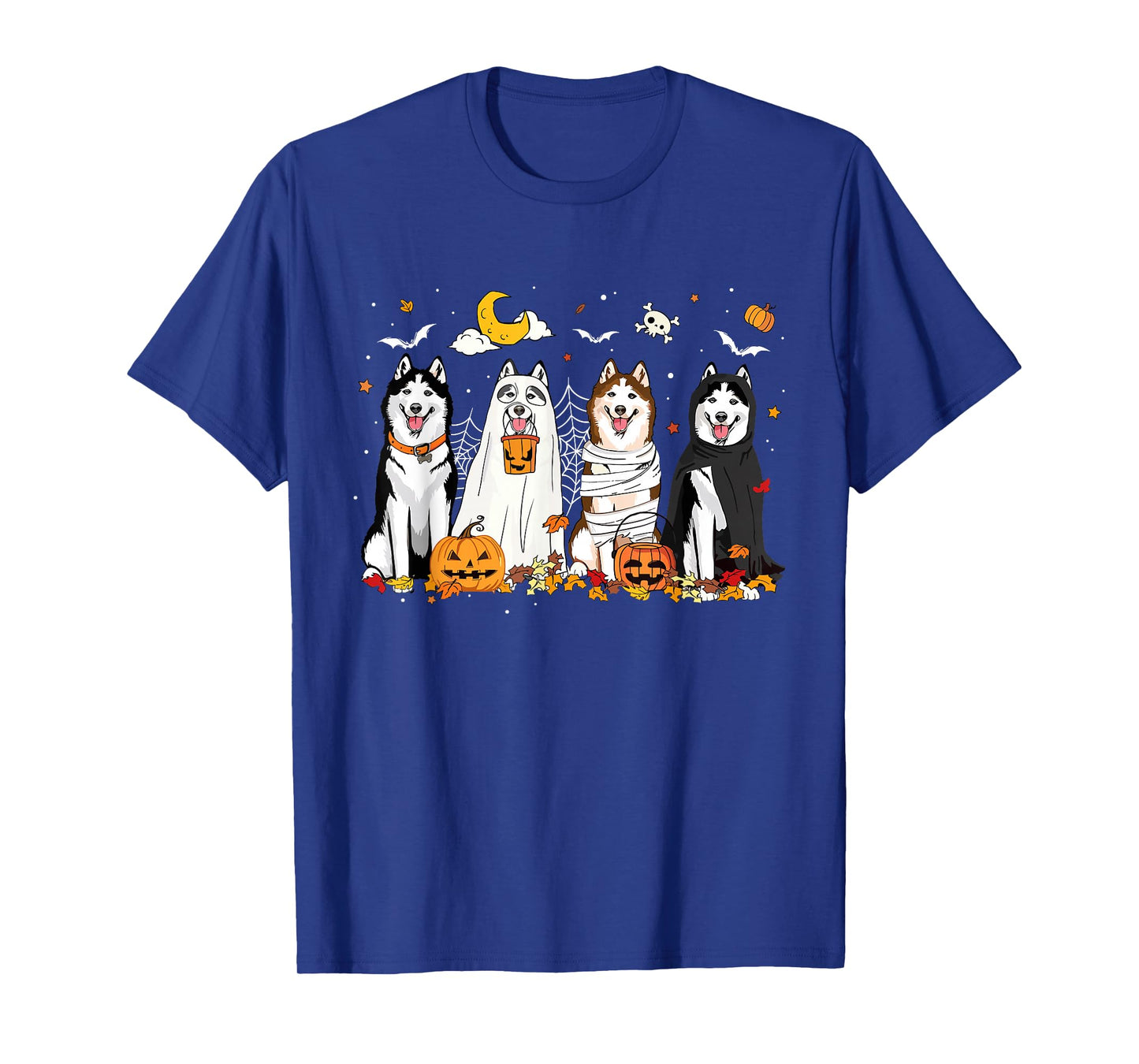 Fall Husky Ghost Halloween Husky Witch Dog Mom Dog Lover T-Shirt