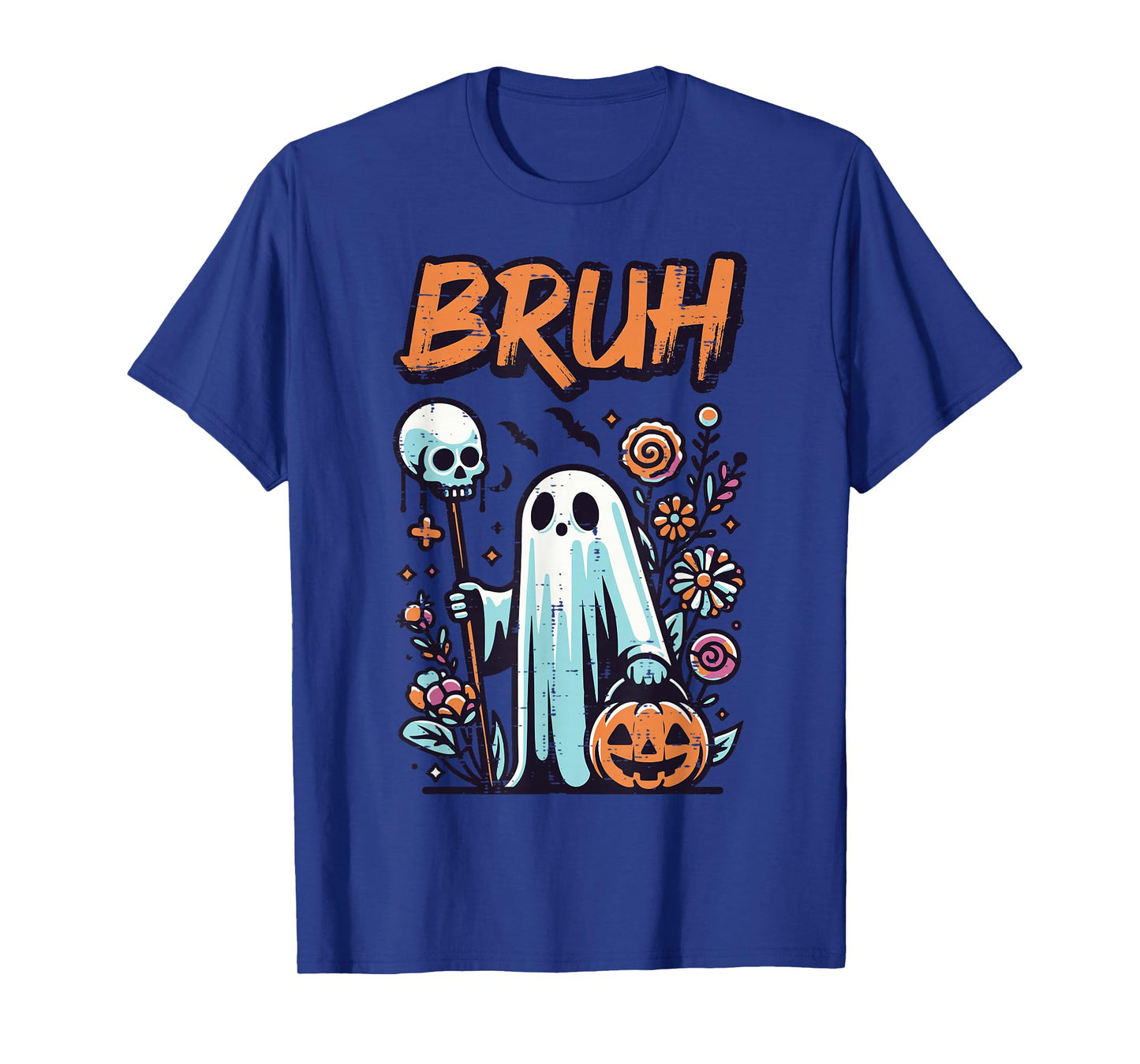 Halloween Ghost Bruh Skull Stick Costume Women Girls Kids T-Shirt