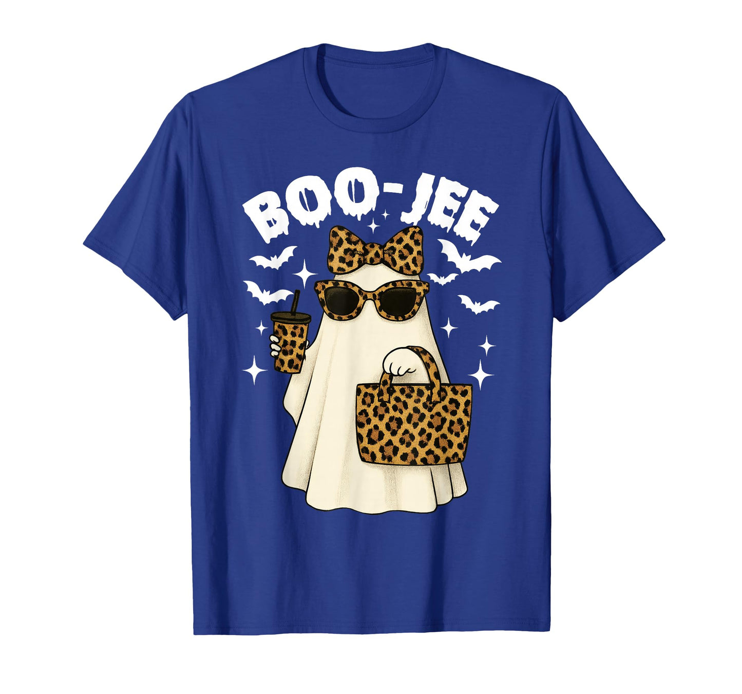 Coquette Leopard Ghost Coffee Boo-JEE Halloween Boujee Ghost T-Shirt